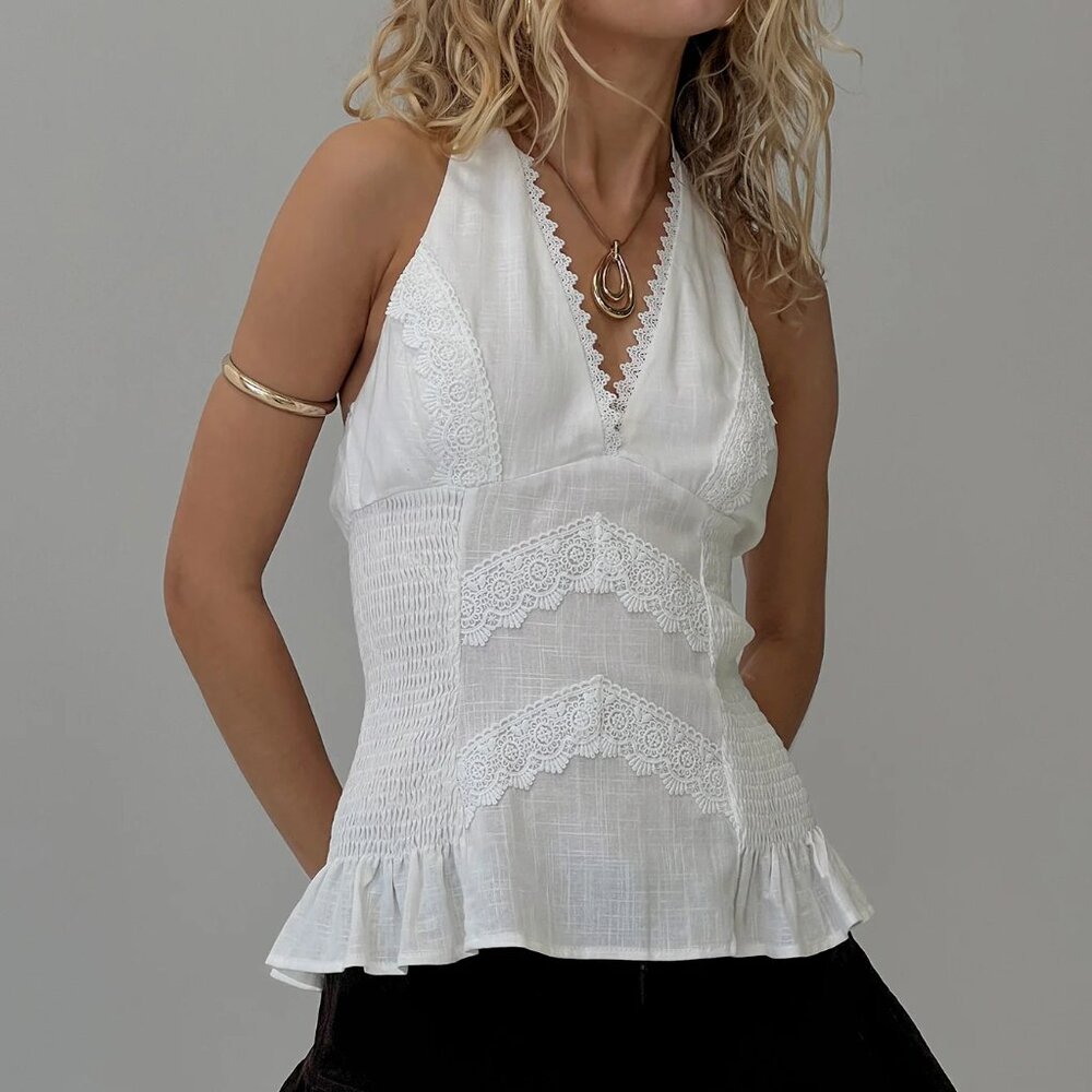 Princess Polly Follow Through Lace Trim Cami Top White